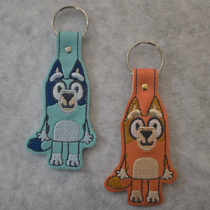 Dog Embroidered Vinyl Key Ring