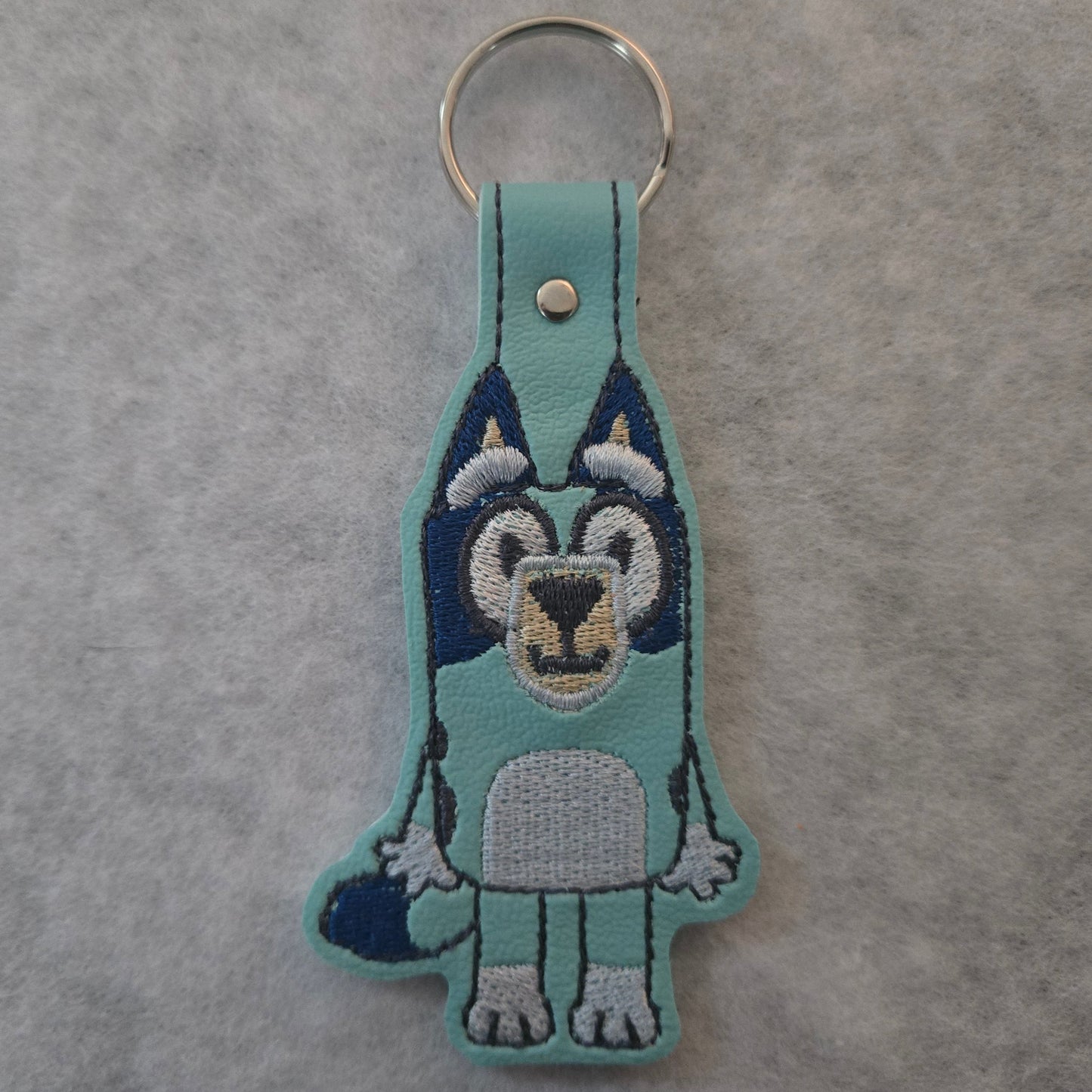 Dog Embroidered Vinyl Key Ring