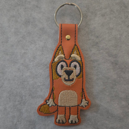 Dog Embroidered Vinyl Key Ring