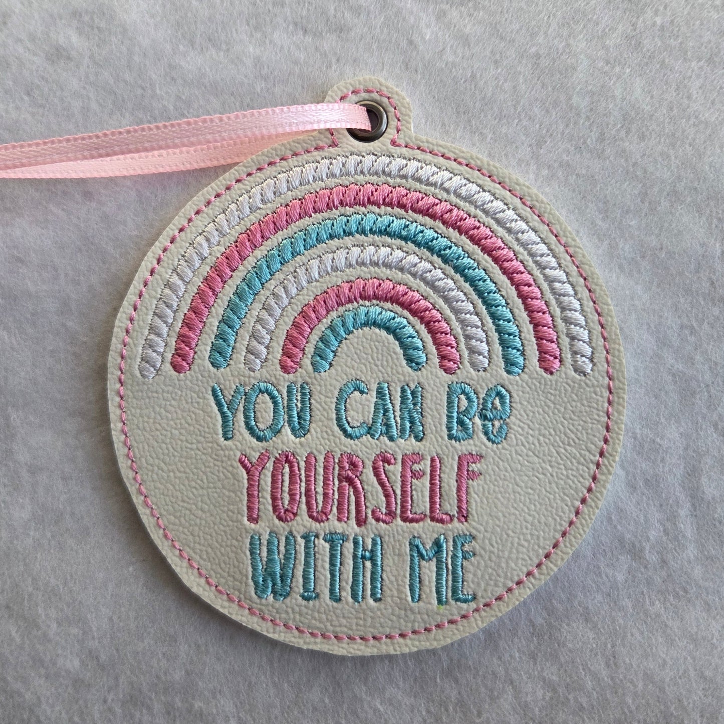 "You Can Be Yourself With Me" Rainbow Embroidered Ornament
