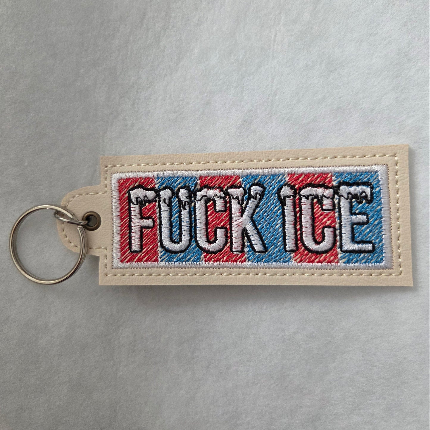 FUCK ICE Embroidered Vinyl Key Ring