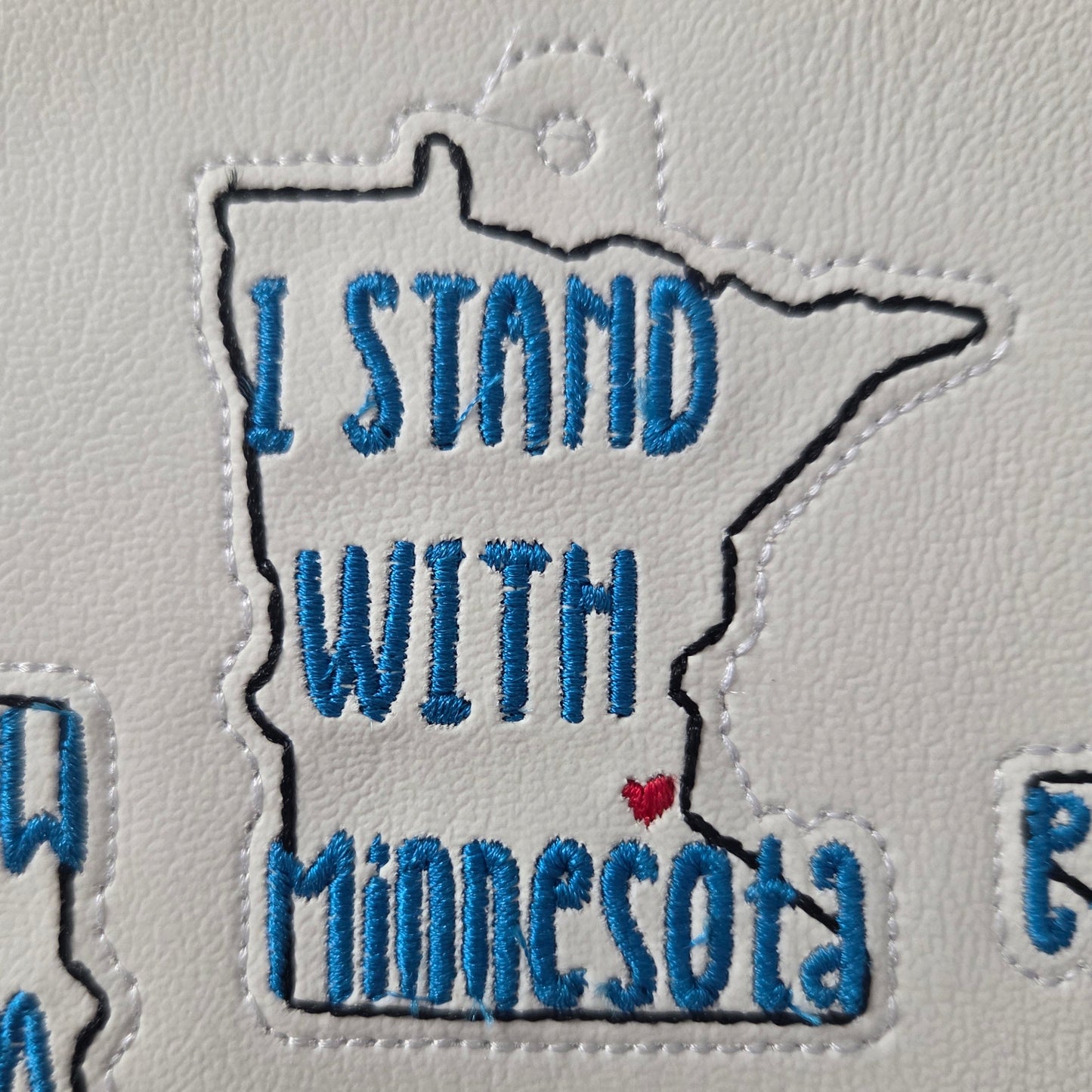 I Stand With Minnesota Embroidered Vinyl Key Ring