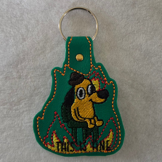 This Is Fine Embroidered Vinyl Key Ring