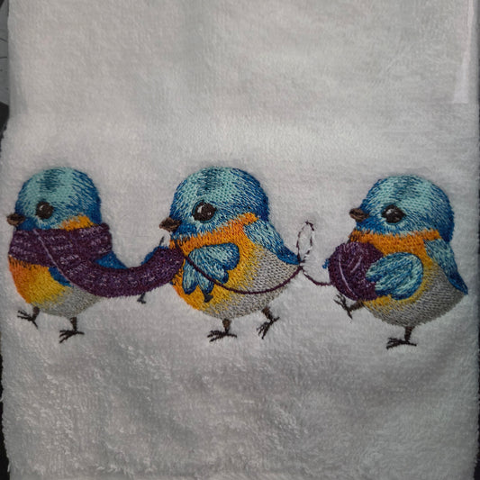 Knitting Bluebirds (Embroidered CYO)