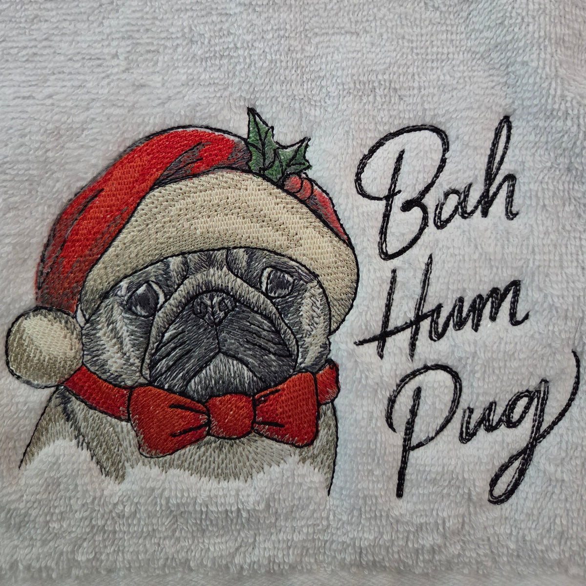 Bah Hum Pug (Embroidered CYO)