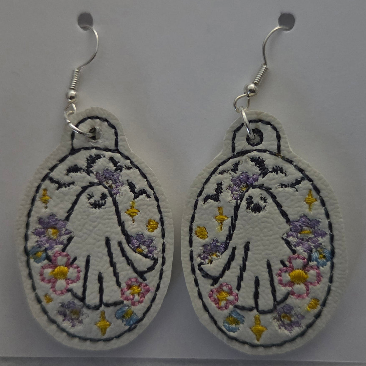 Floral Ghost Embroidered Earrings