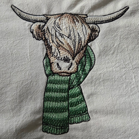 Winter Highland Cow (Embroidered CYO)