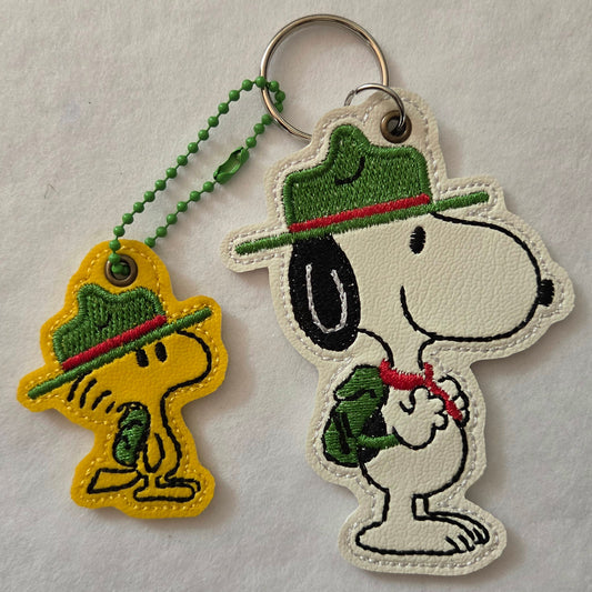 CB Dog & Bird Scouts Embroidered Vinyl Key Ring & Charm Set