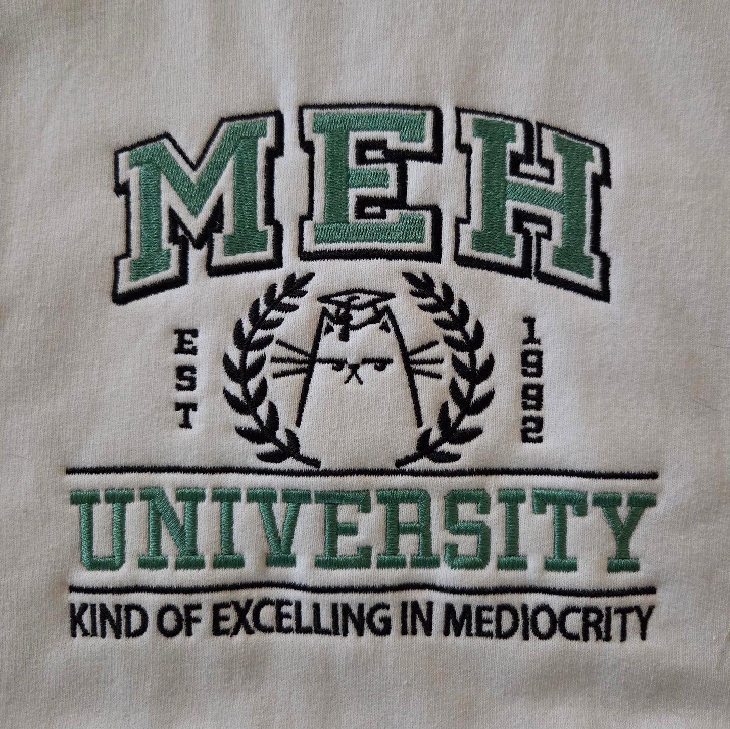 MEH University - Kind of Excelling in Mediocrity (Embroidered CYO Apparel)