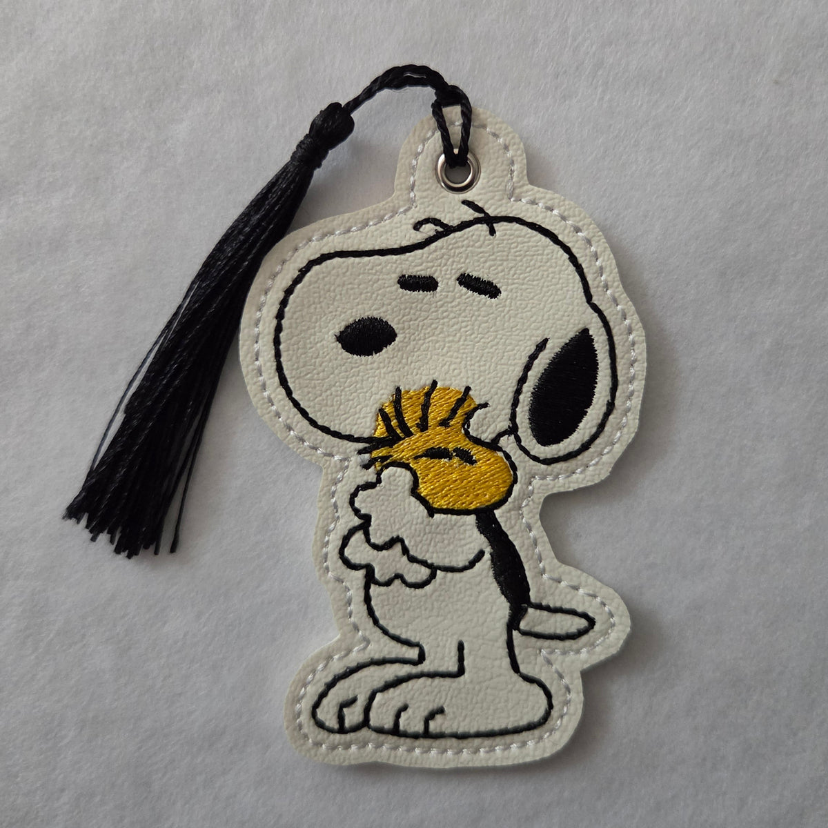CB Dog & Bird Hug Embroidered Vinyl Bookmark