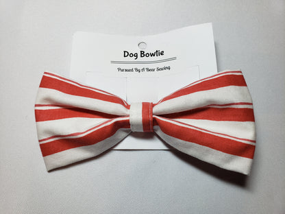 Red & White Stripe Over-the-Collar Pet Bow / Bowtie (Old Style)