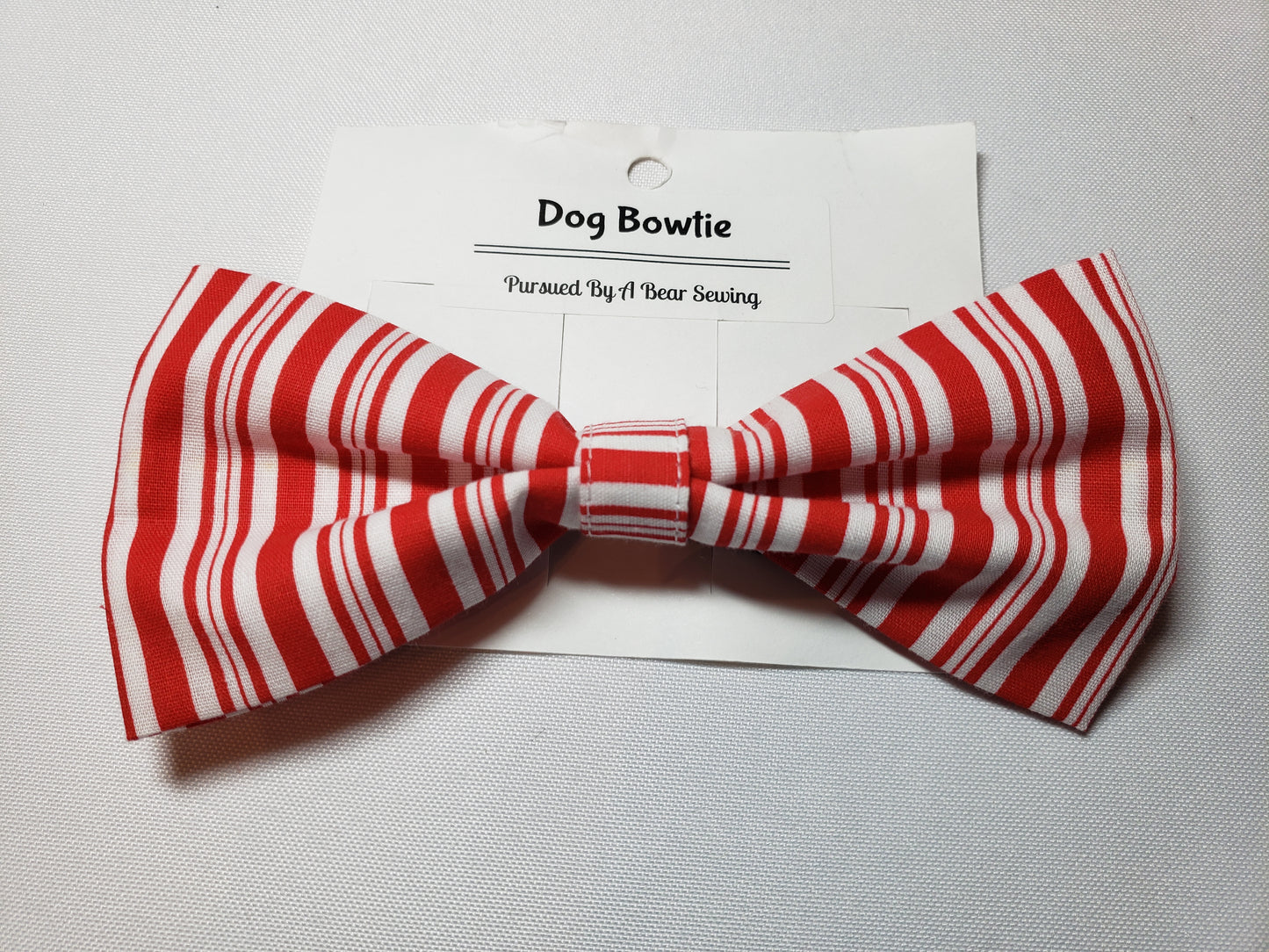 Red & White Candy Cane Stripe Over-the-Collar Pet Bow / Bowtie (Old Style)