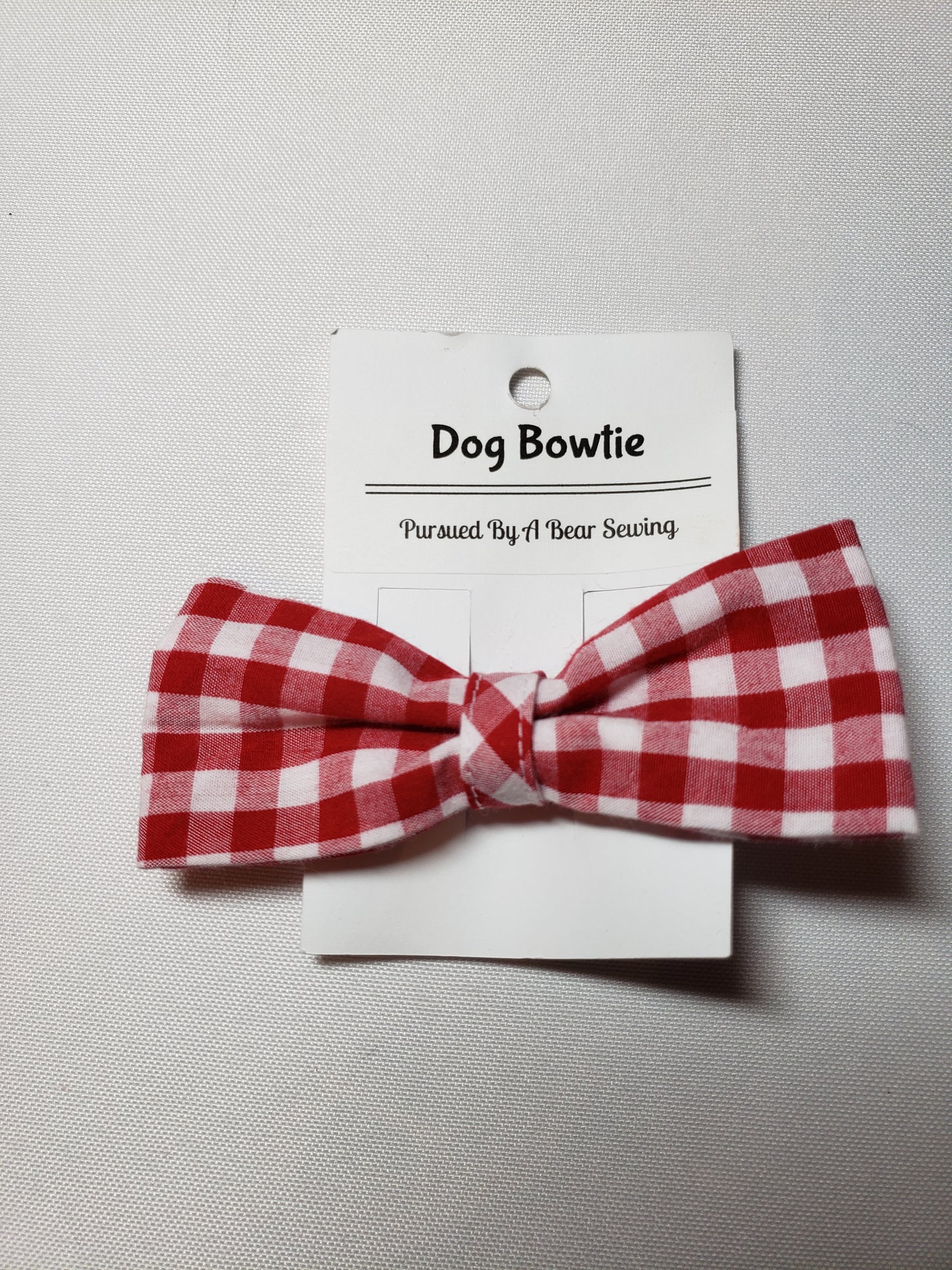 Red & White Plaid Over-the-Collar Pet Bow / Bowtie (Old Style)