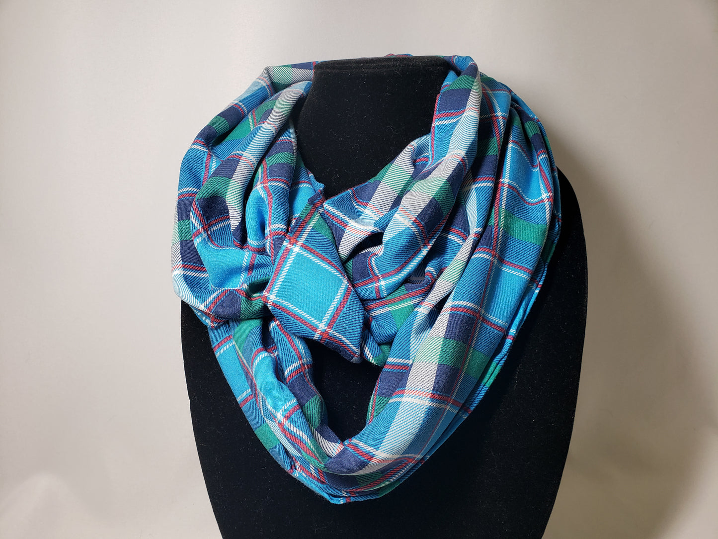 Lightweight Infinity Scarf in Bright Plaid