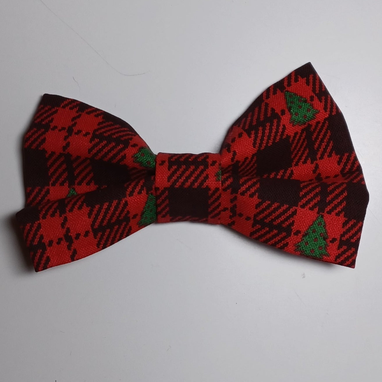 Red & Black Plaid with Trees Over-the-Collar Pet Bow / Bowtie