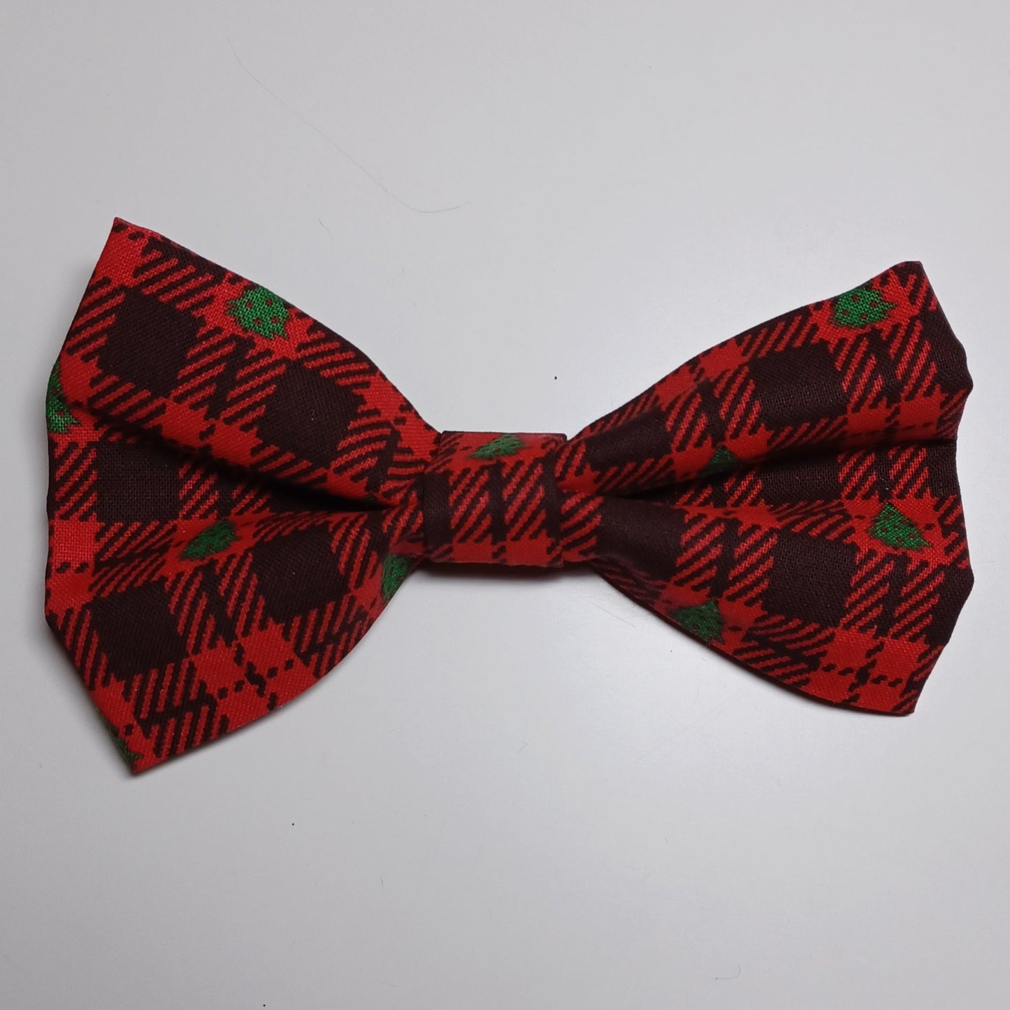Red & Black Plaid with Trees Over-the-Collar Pet Bow / Bowtie