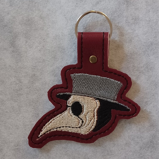Plague Doctor Embroidered Vinyl Key Ring