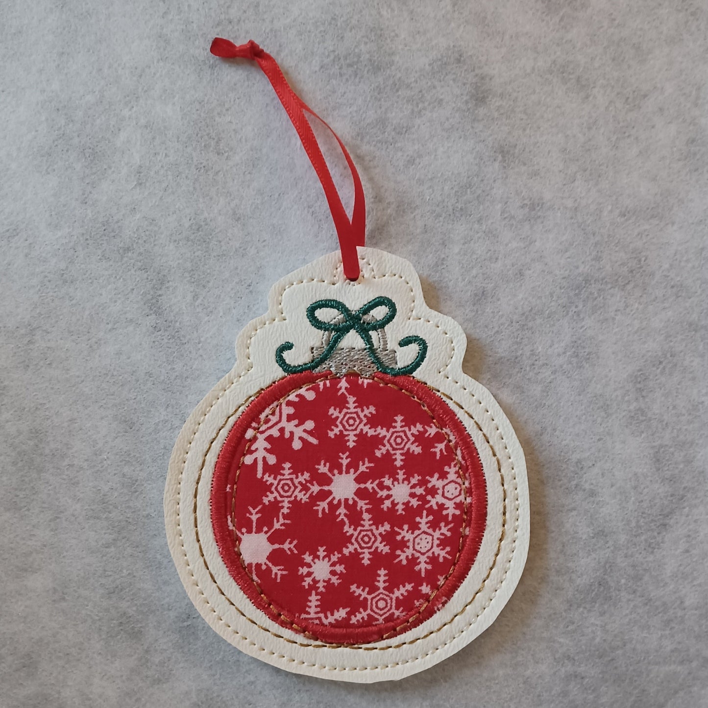 Minimalist Ball with Fabric Applique Embroidered Ornament