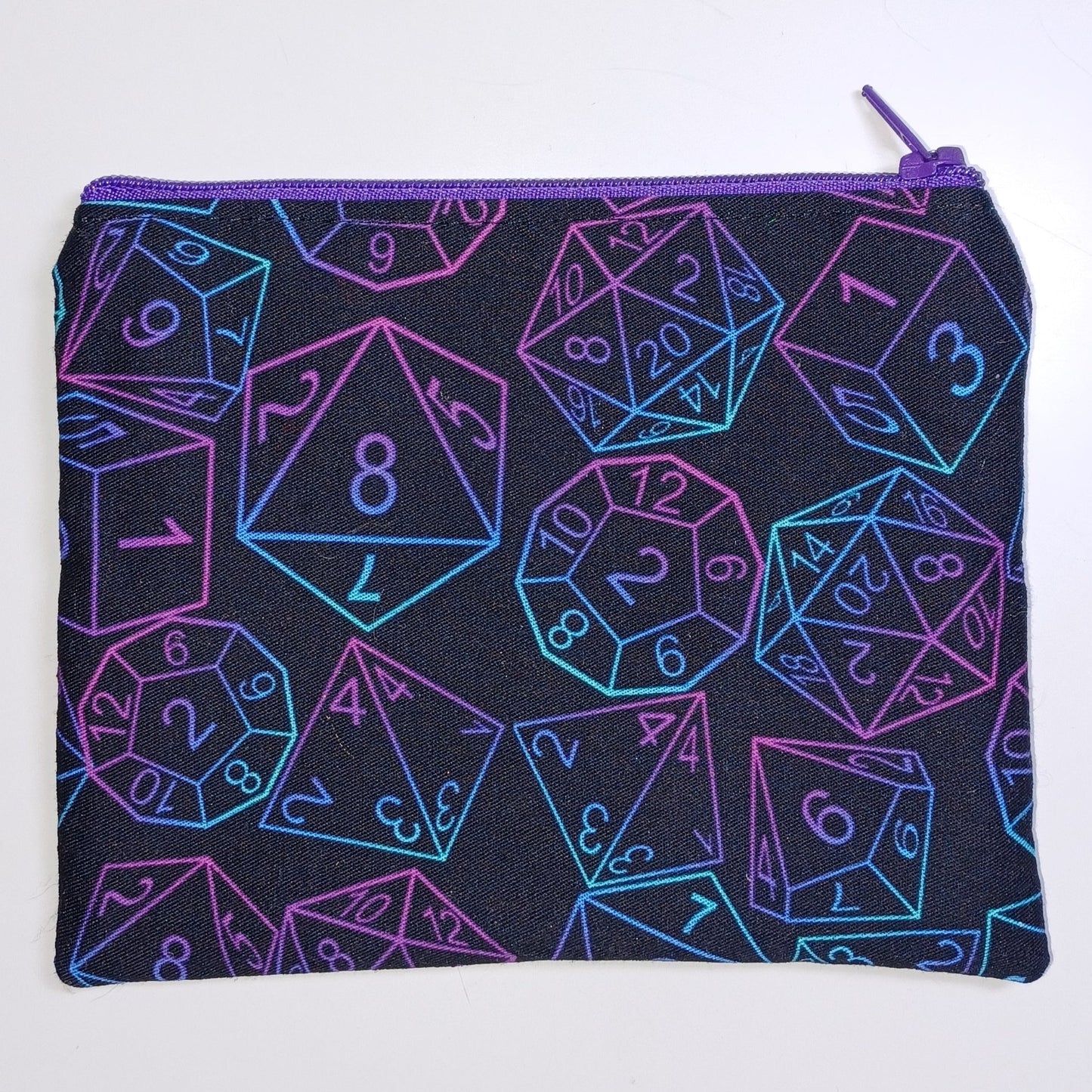 Teal/Purple/Magenta Rainbow Dice Zip Pouch - Small