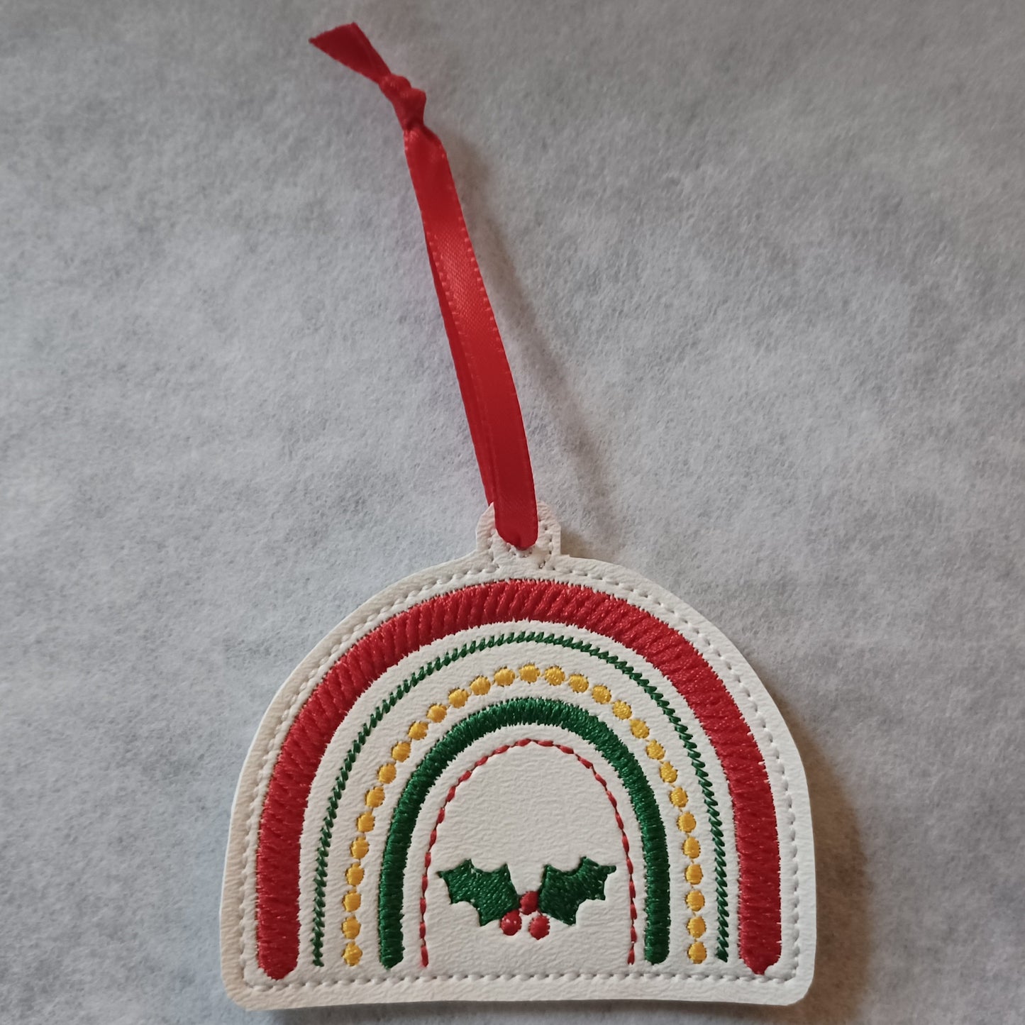 Christmas Rainbow Embroidered Ornament