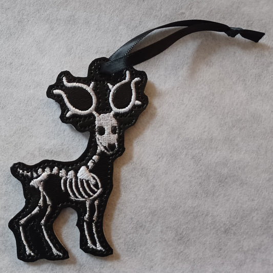 Skeleton Deer Embroidered Ornament
