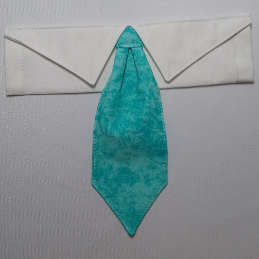 Teal Blue-Green Marbled Over-the-Collar Pet Necktie & Shirt Collar