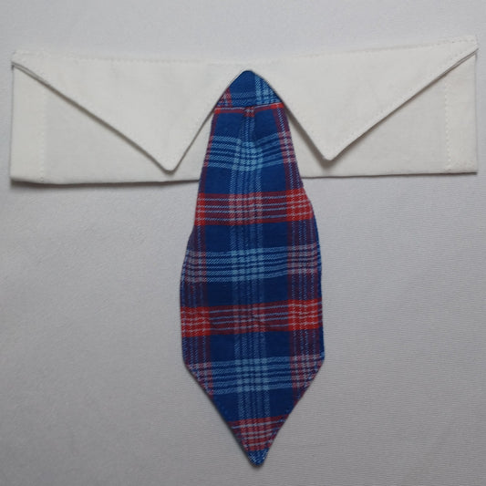 Patriotic Plaid Over-the-Collar Pet Necktie & Shirt Collar