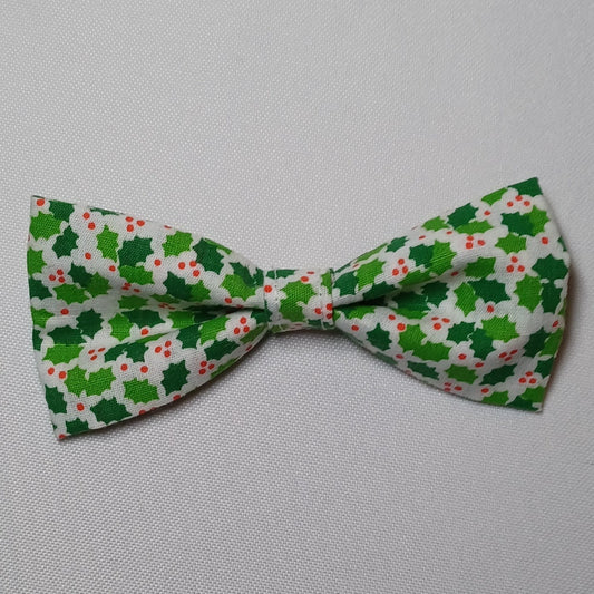 Christmas Mini Holly Over-the-Collar Pet Bow / Bowtie (Old Style)