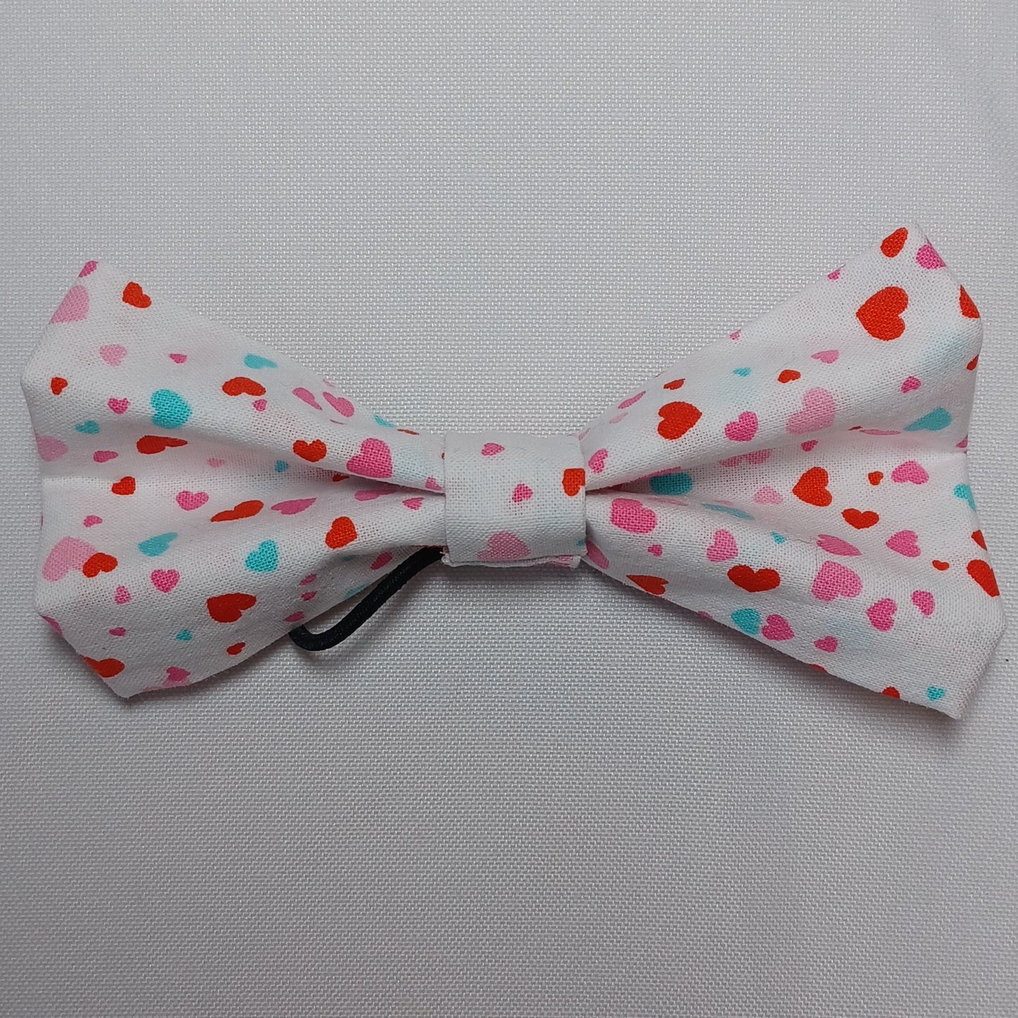 Mini Hearts on White Over-the-Collar Pet Bow / Bowtie