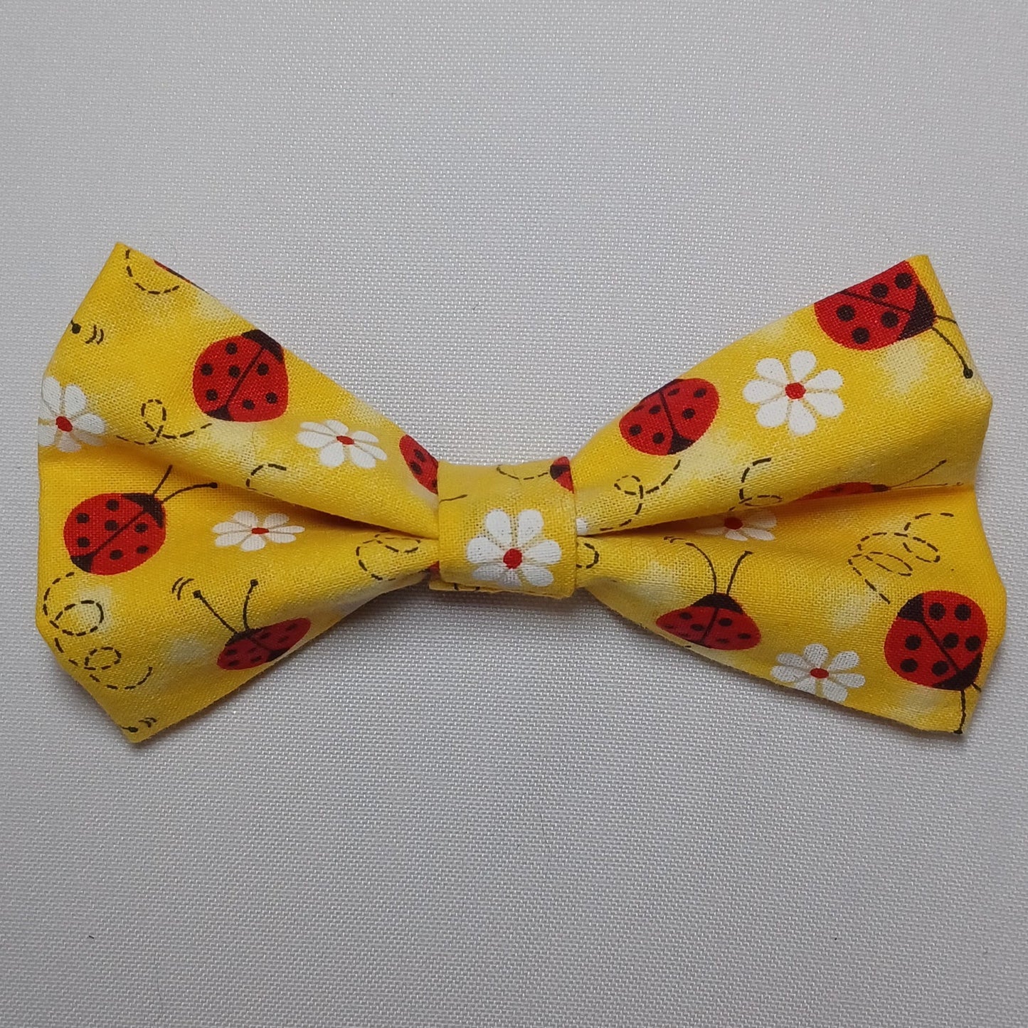 Ladybugs on Yellow Over-the-Collar Pet Bow / Bowtie