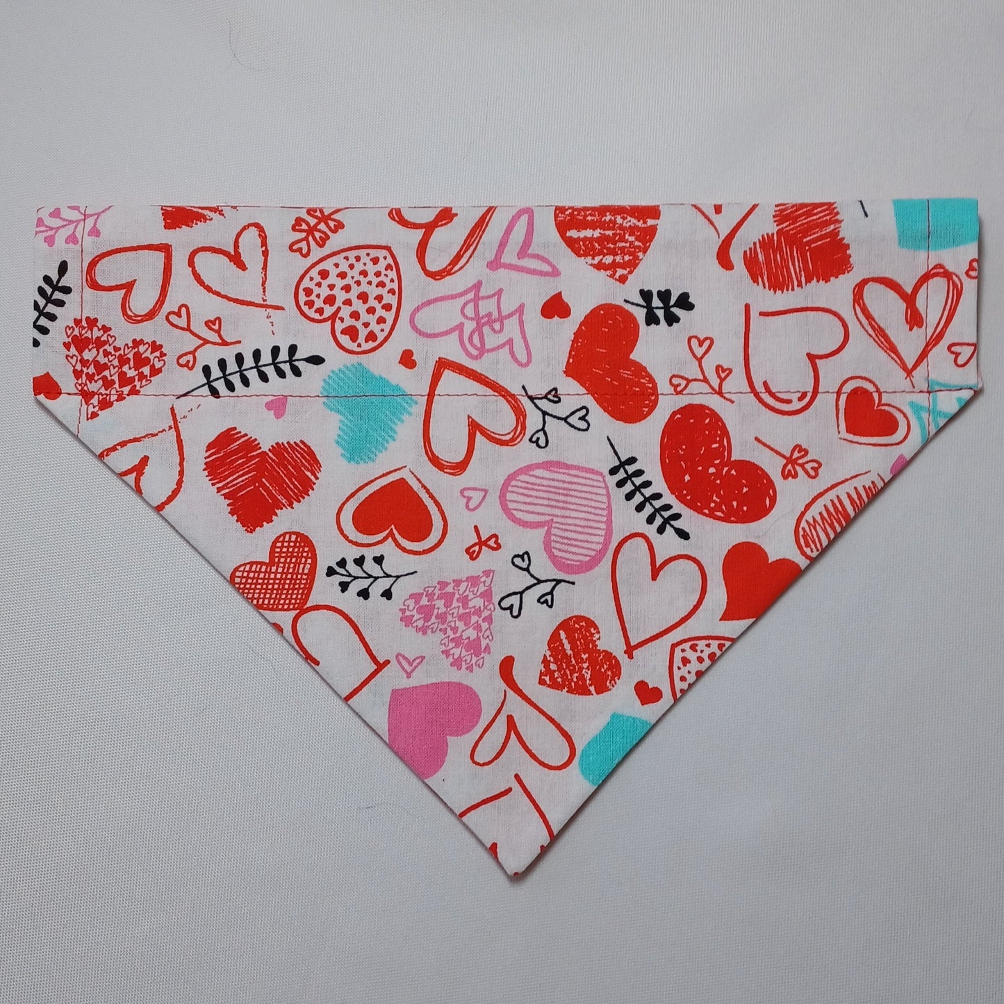 Doodle Hearts / Valentine Plaid Over-the-Collar Pet Bandana