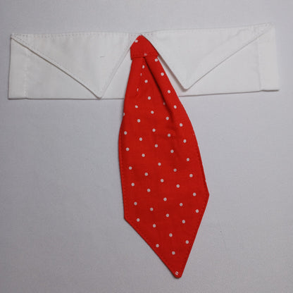 Red with White Mini Polka Dots Over-the-Collar Pet Necktie & Shirt Collar
