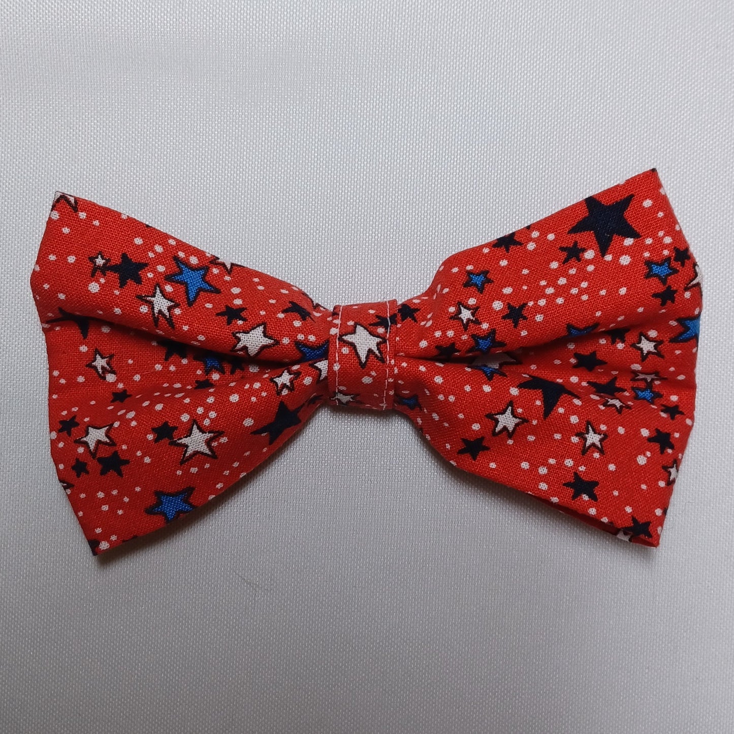 Patriotic Cartoon Stars on Red Over-the-Collar Pet Bow / Bowtie