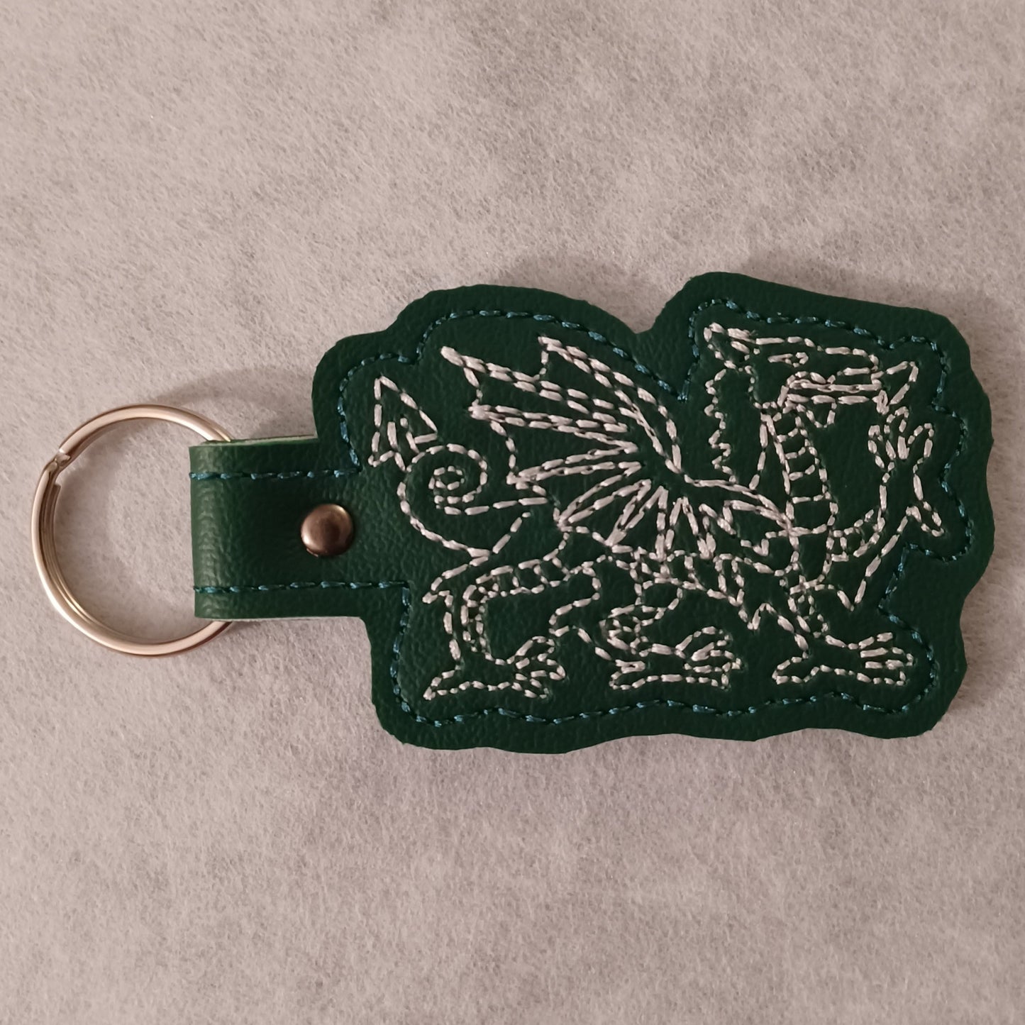 Medieval Dragon Embroidered Vinyl Key Ring