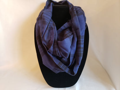 Autumn Infinity Scarf in Blue & Black Plaid