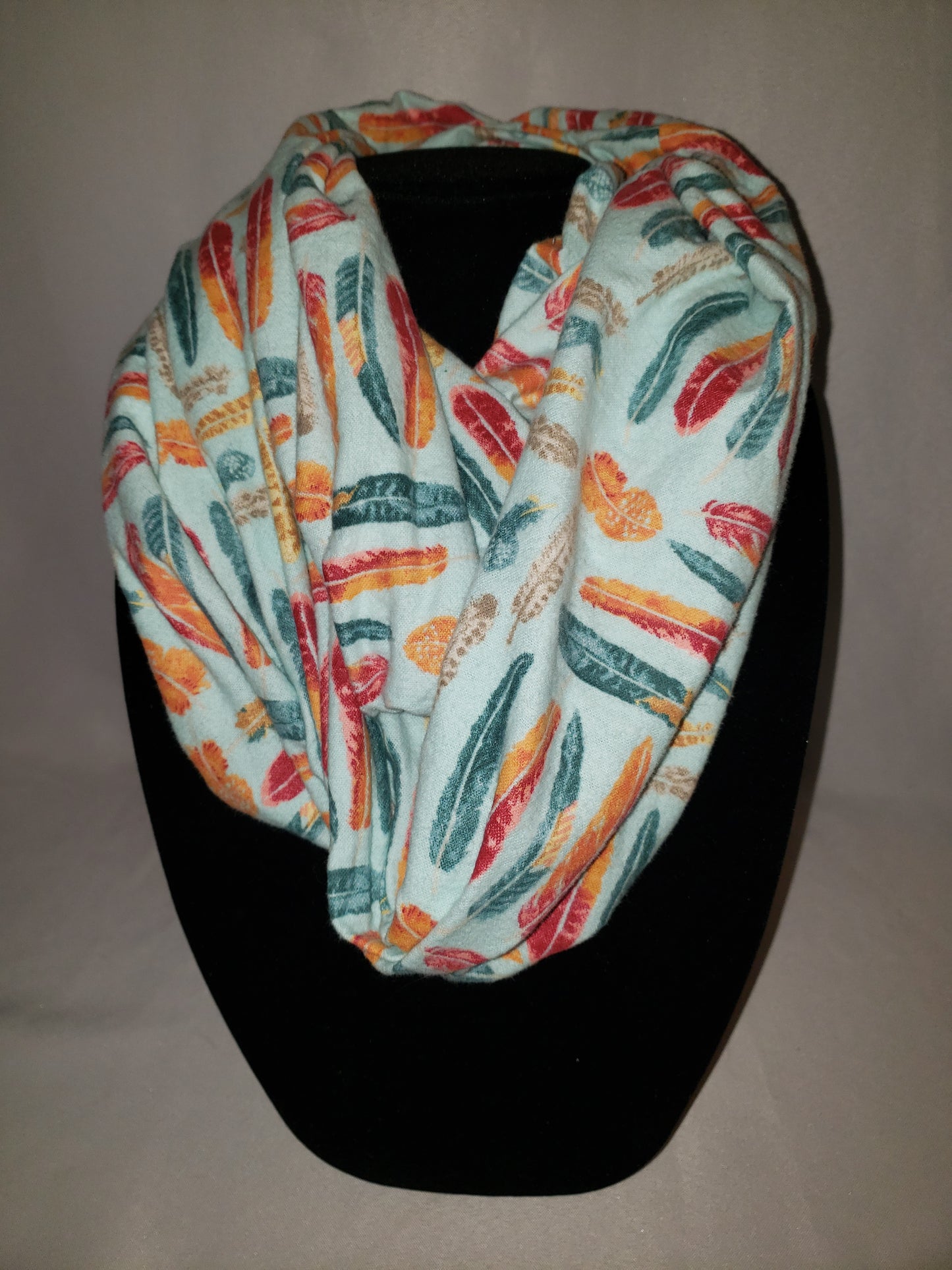 Flannel Infinity Stash Scarf in Feathers