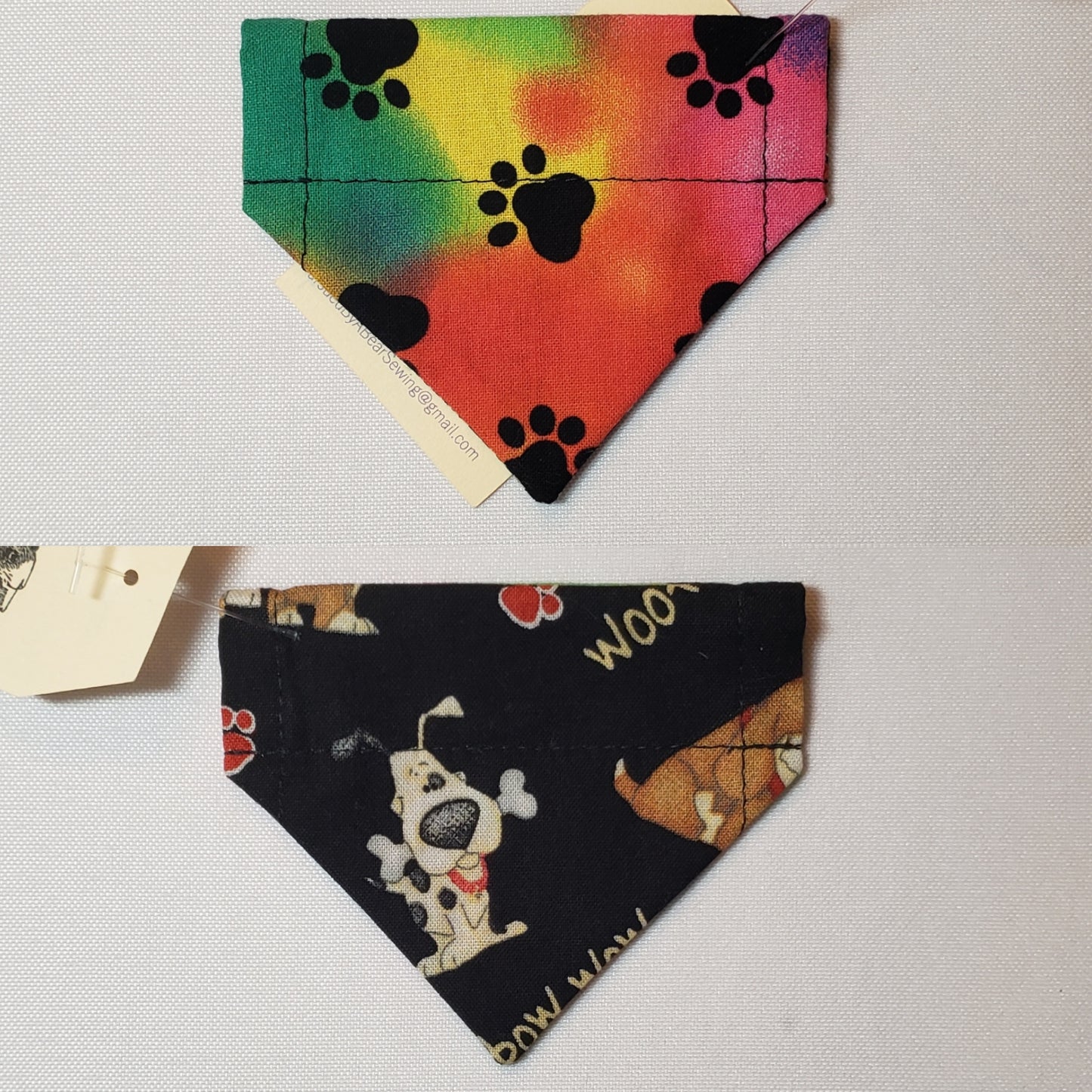 Pawprints on Rainbow Tie-Dye Over-the-Collar Pet Bandana