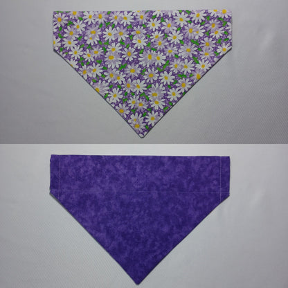 Daisies on Purple / Purple Marbled Over-the-Collar Pet Bandana