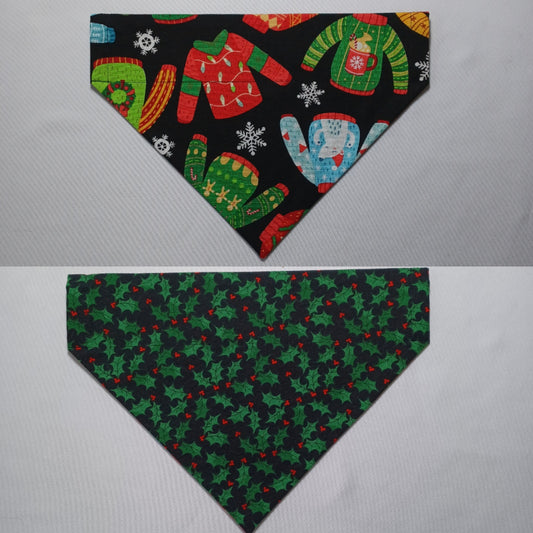 Christmas Ugly Sweaters / Holly & Berries Over-the-Collar Pet Bandana