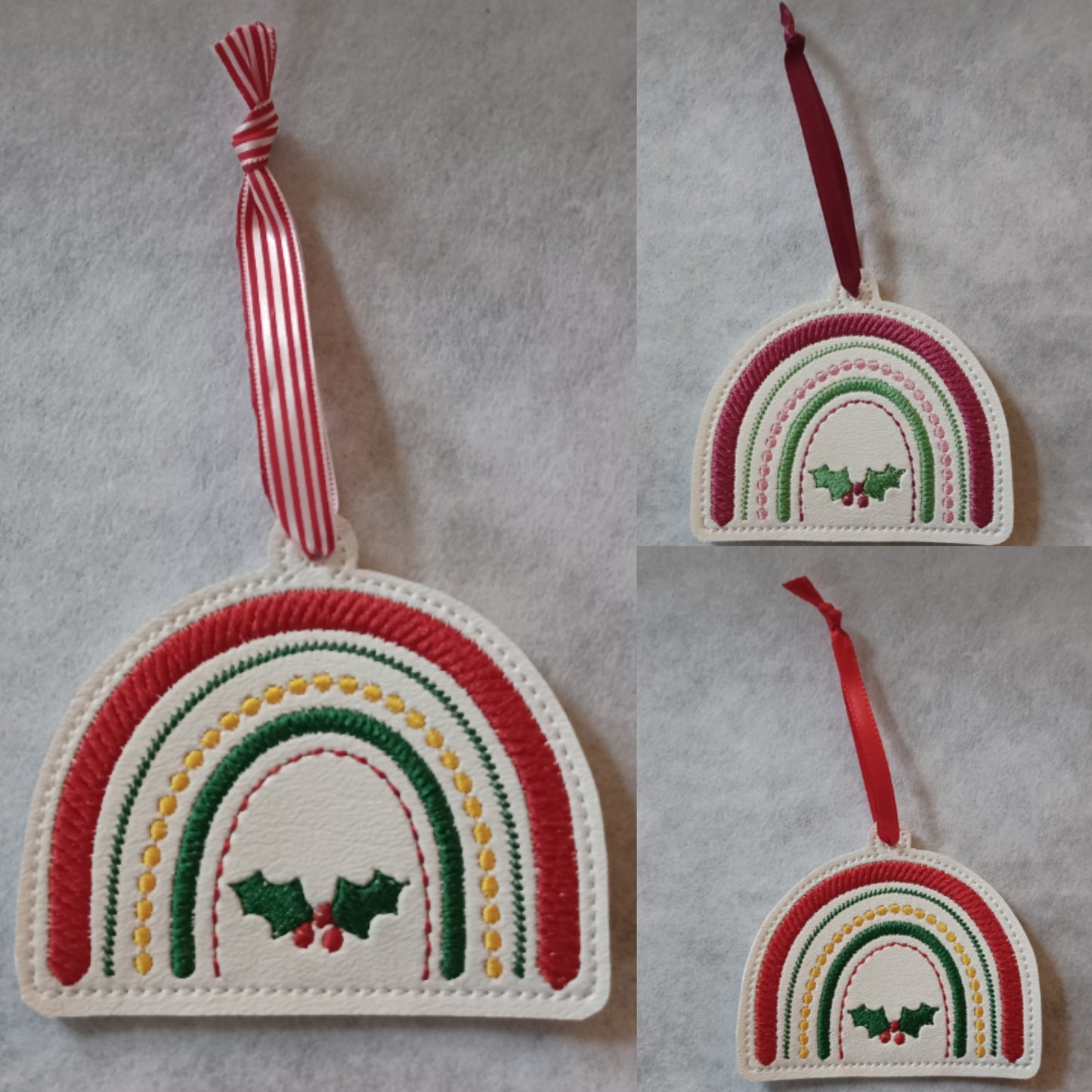 Christmas Rainbow Embroidered Ornament