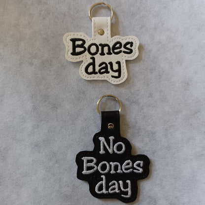 Bones Day/No Bones Day Embroidered Vinyl Key Ring (Set of 2)