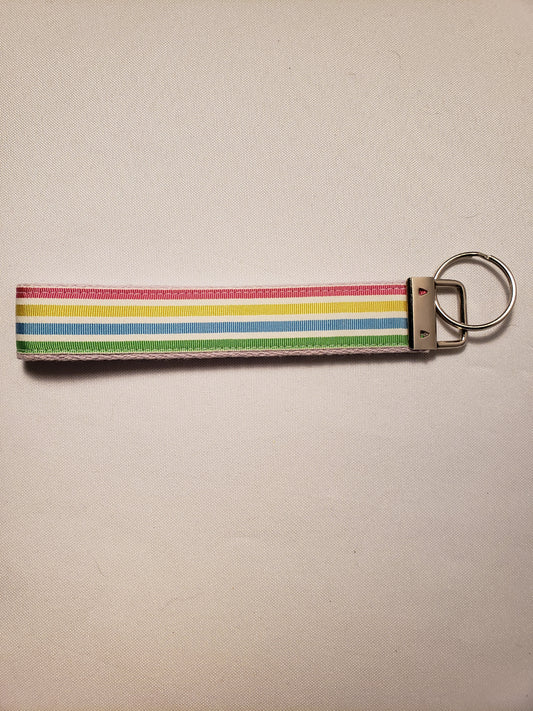 Pastel Rainbow Stripes Key Fob