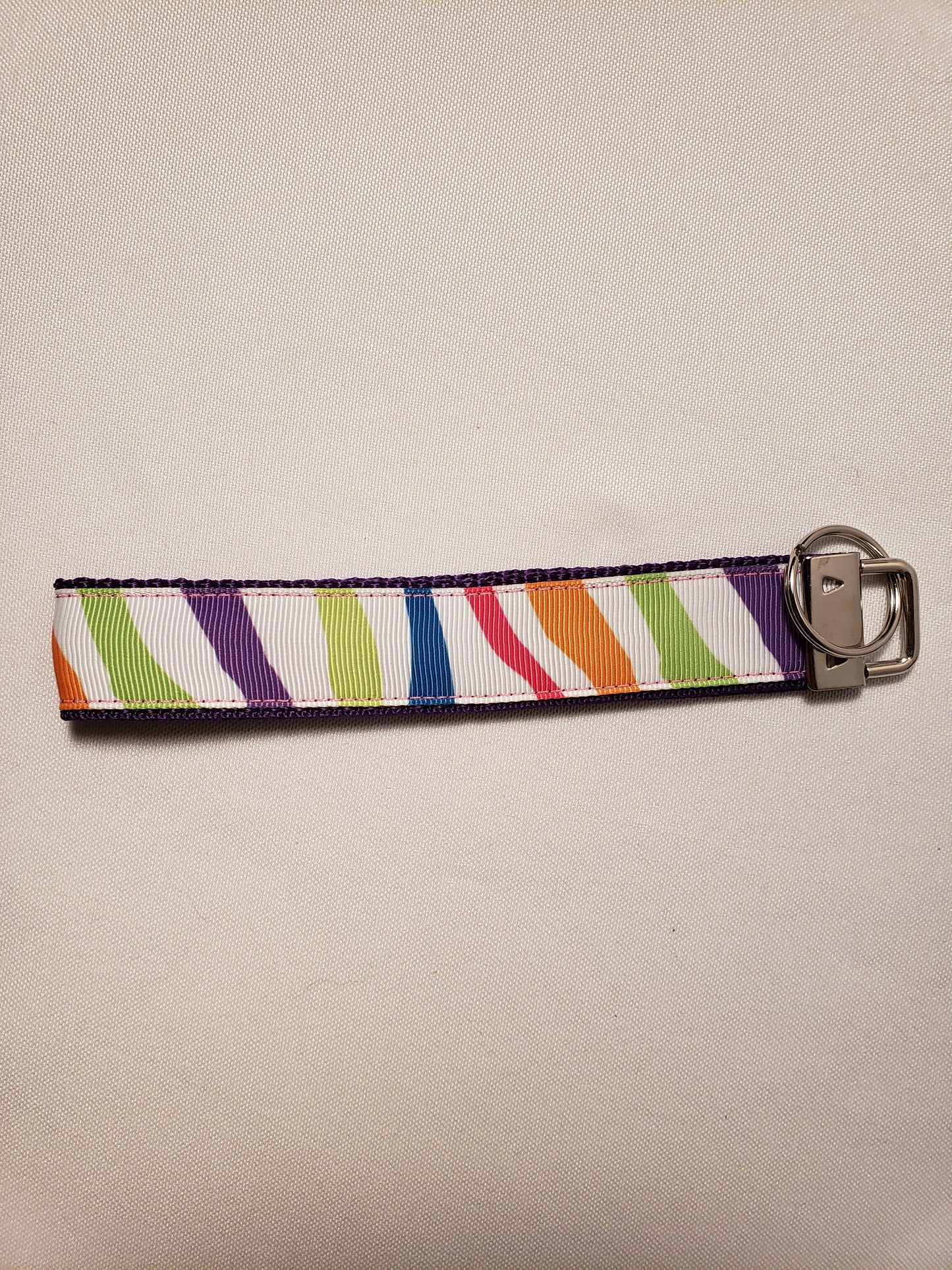 Rainbow Zebra Key Fob